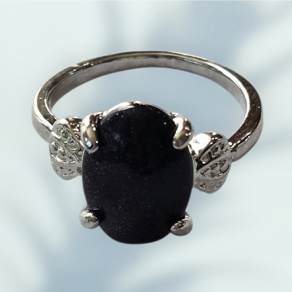 CHOCOLATE OBSIDIAN SUNBURST NEW SIZE 9 SILVER ELEGANT UNIQUE BOUTIQUE RING